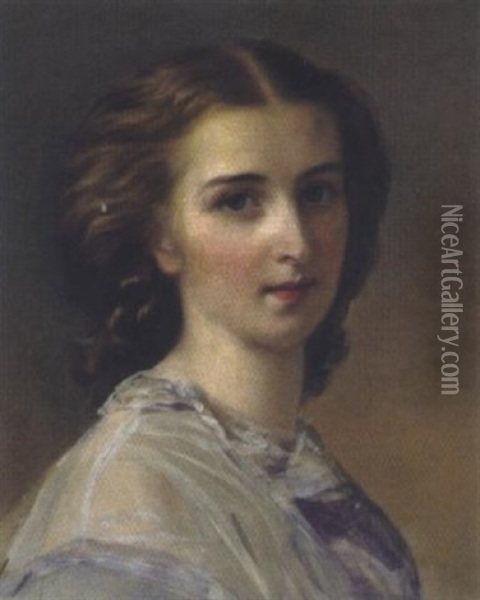 Portrait Einer Jungen Frau Oil Painting - Franz Schrotzberg