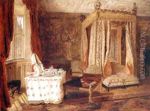 Interior of a Bedroom at Knole Kent Oil Painting - W.S.P. Henderson