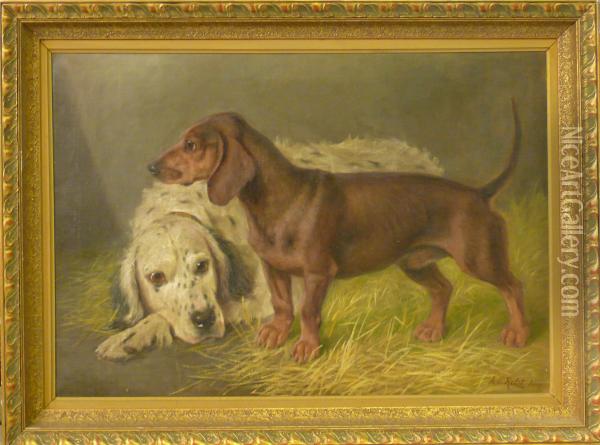 Hundar. Oil Painting - L. Holst