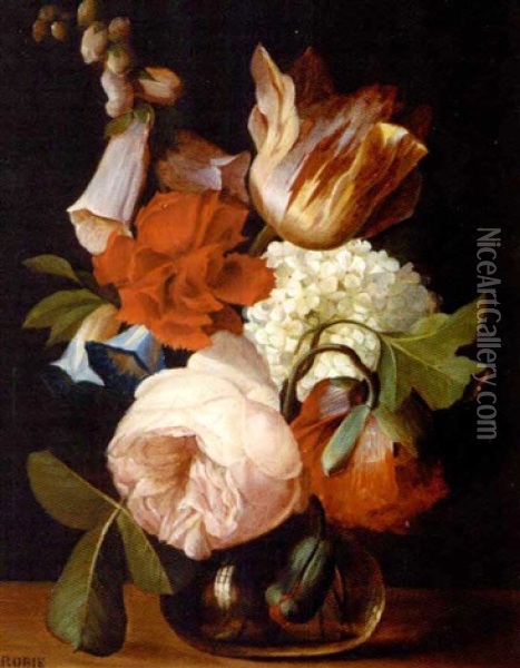 Fleurs Dans Un Vase Oil Painting - Jean-Baptiste Robie