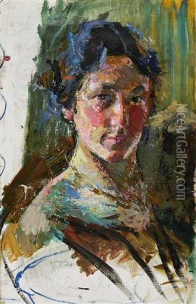 Portraitstudie Oil Painting - Franz Wiegele