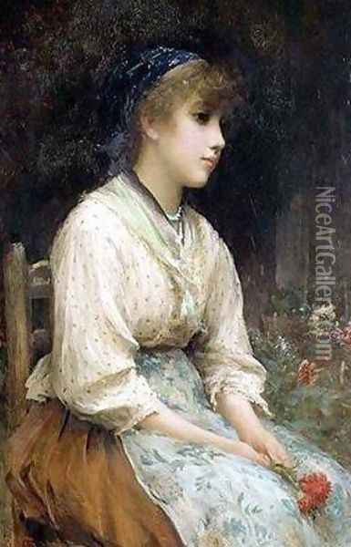 A Venetian Flower Girl Oil Painting - Sir Samuel Luke Fildes