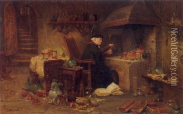 Der Alchemist Oil Painting - John Arthur Lomax