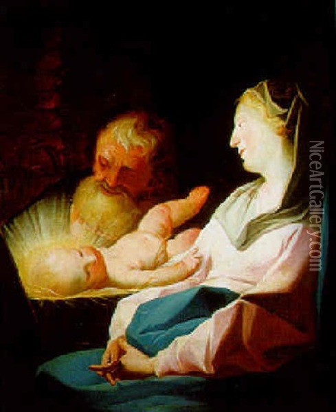 The Holy Family Oil Painting - Andreas Pozzo