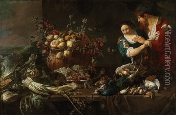 A Still Life Of Fruit Oil Painting - Adriaen van Utrecht