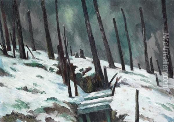 Zerschossener Wald Bei Verdun Oil Painting - Adolf Erbsloh