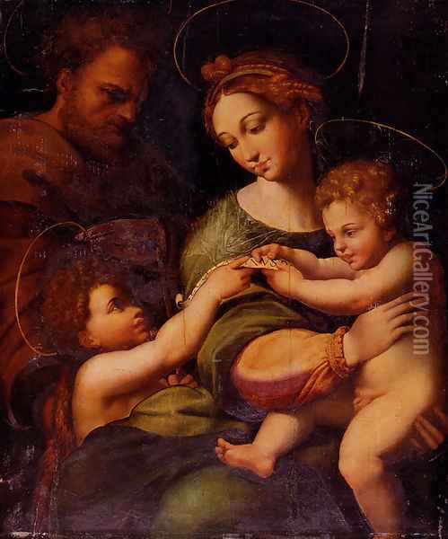 Holy Family With Saint John The Baptist Oil Painting - Raphael