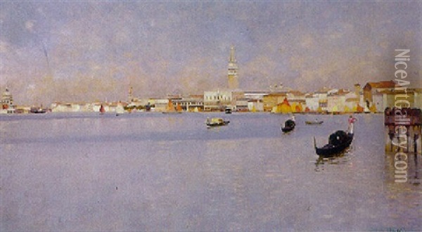Prospekt Von Venedig Oil Painting - Robert Vallin