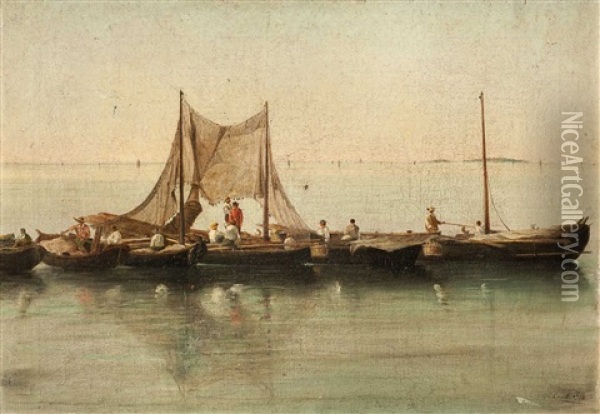 Pescadores Oil Painting - Carlo Corsetti