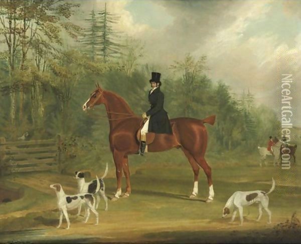 Edward Brockman, Esquire, M.P. With The East Kent Hounds Oil Painting - James Pollard