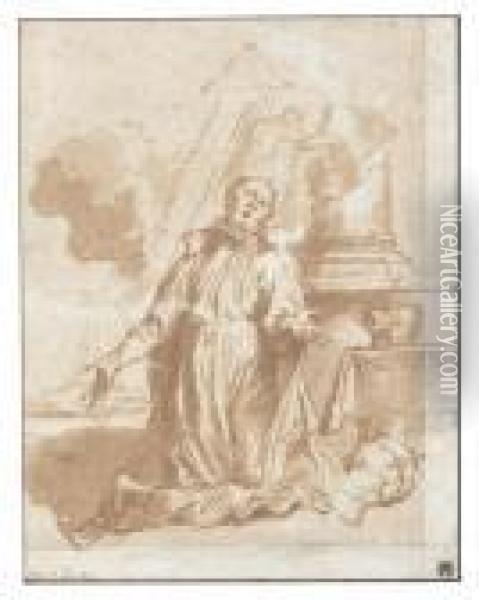 St Aloysius Gonzaga In Extasy Oil Painting - Sir Anthony Van Dyck