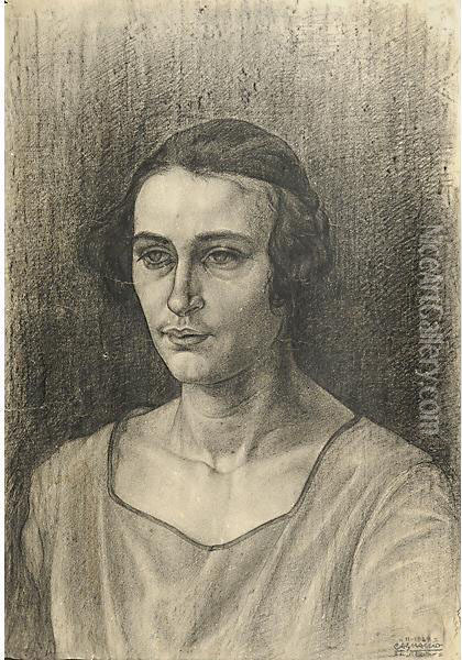 Ritratto Della Moglie Oil Painting - Cagnaccio Di San Pietro
