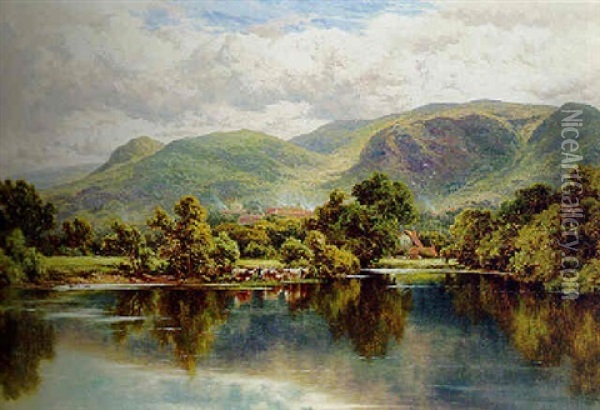 The Church Pool, Betws-y-coed, North Wales Oil Painting - Henry H. Parker