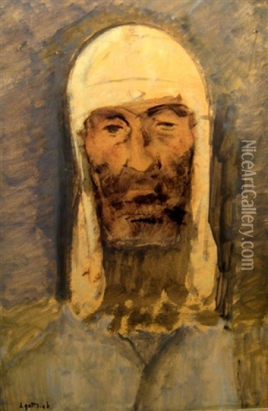 Rabbi Oil Painting - Leopold Gottlieb