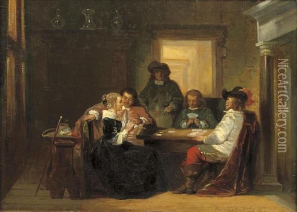 A Game Of Cards Oil Painting - Herman Frederik Carel ten Kate