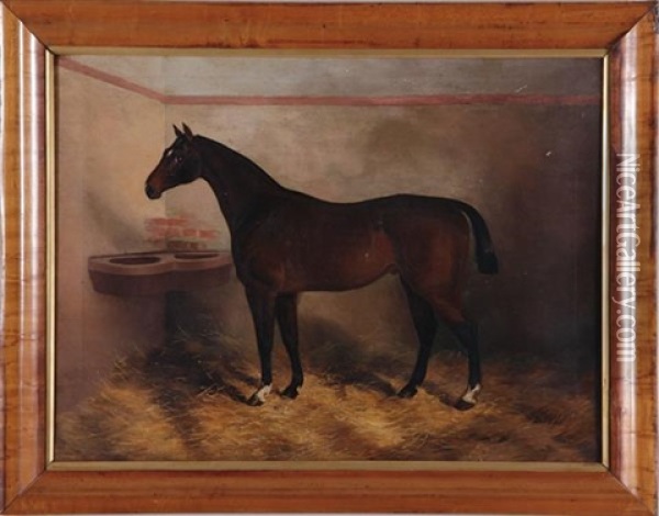Bay Horse In Stable Oil Painting - Edward (of Coventry) Brown