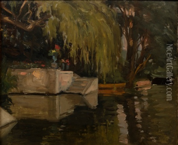 Park Motif, Vaux Sur Seine Ii Oil Painting - Albert Edelfelt
