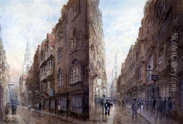 'wych St.1900' & 'holywell St. 1900' Oil Painting - Frederick E.J. Goff