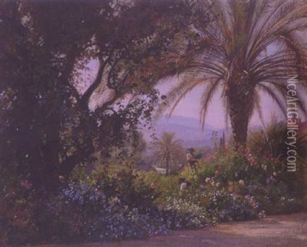 Gardens Of The Villa Fremy's Oil Painting - Francois Louis Francais