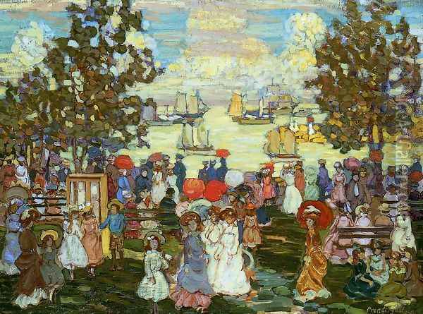 Salem Willows (also known as The Promenade, Salem Harbor) Oil Painting - Maurice Brazil Prendergast