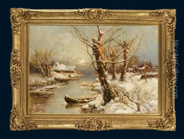Romantische Winterlandschaft Oil Painting - Iulii Iul'evich (Julius) Klever