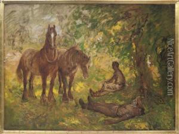 The Ploughmen's Rest Oil Painting - Alexander Jamieson