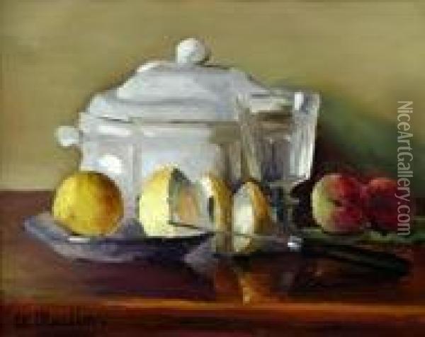 coin De Table Aux Citrons Oil Painting - Etienne Morillon