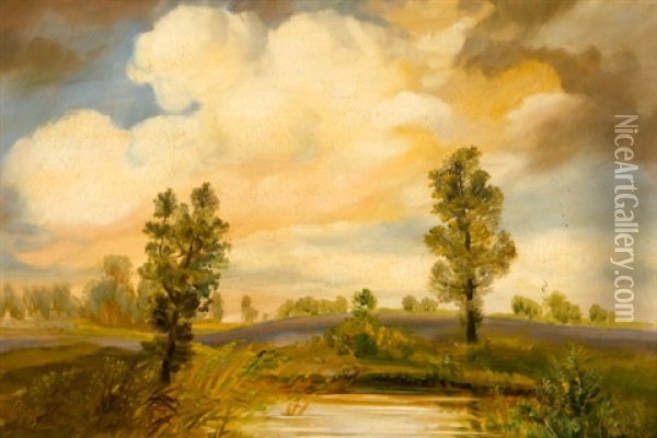 Krajina S Rybnikem Oil Painting - Viktor Rolin