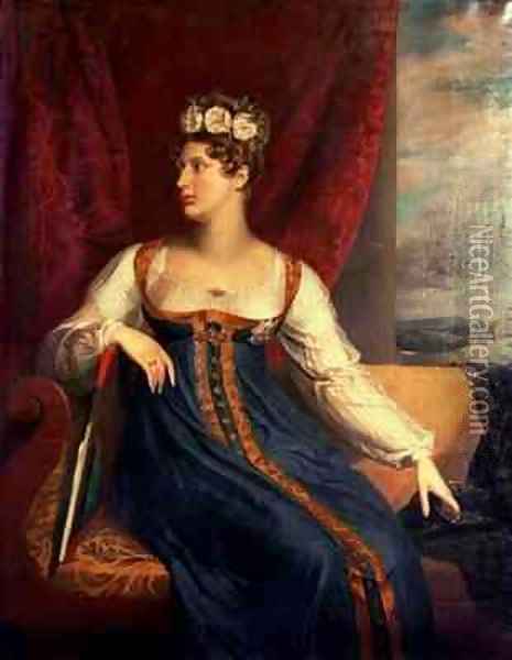 Portrait of Princess Charlotte Augusta of Wales 1796-1817 Oil Painting - George Dawe