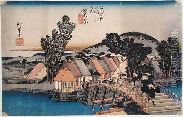 Hodogaya Shinkame Bashi Station 5 Oil Painting - Utagawa or Ando Hiroshige