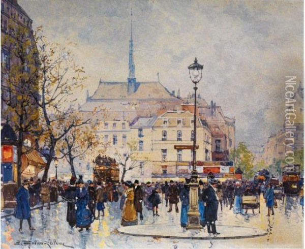 Pariser Strassenszene Oil Painting - Eugene Galien-Laloue