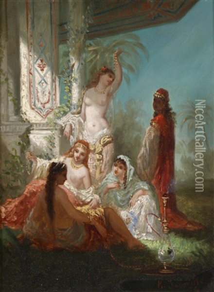 Des Sultans Lieblingsfrauen Oil Painting - Antoine-Victor-Edmond Joinville