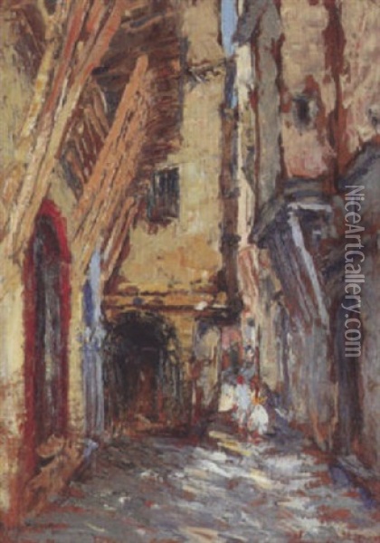 La Rue Kleber, Alger Oil Painting - Rene Hanin