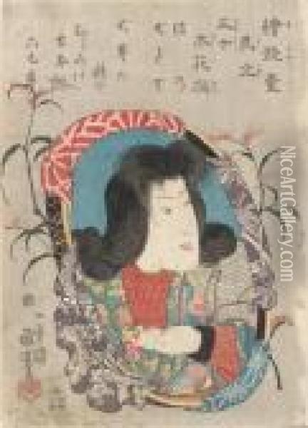 Kvinnoportratt Oil Painting - Utagawa Kuniyoshi