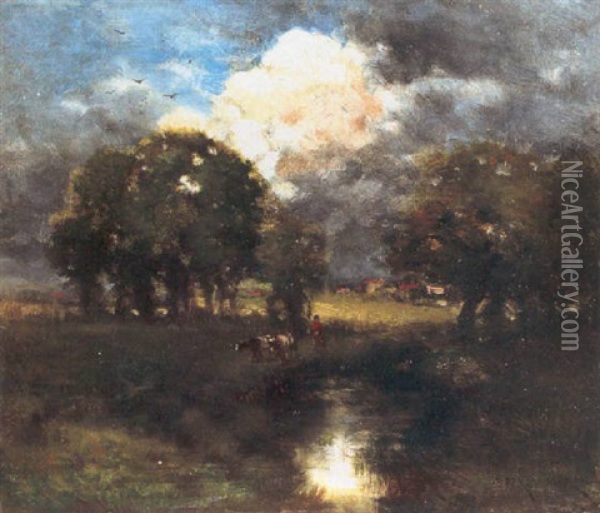 A Landscape With Storm Clouds Oil Painting - Edward Percy Moran