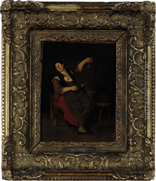 A Carousing Woman Oil Painting - Richard Brakenburgh