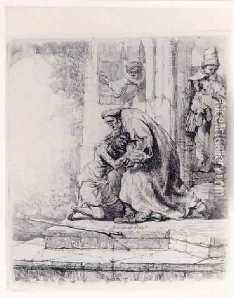 The Return Of The Prodigal Son 1663 Oil Painting - Rembrandt Van Rijn
