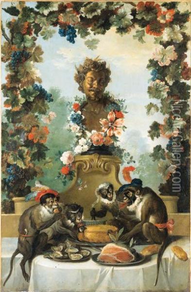 The Feast Of The Monkeys Oil Painting - Jean-Baptiste Oudry