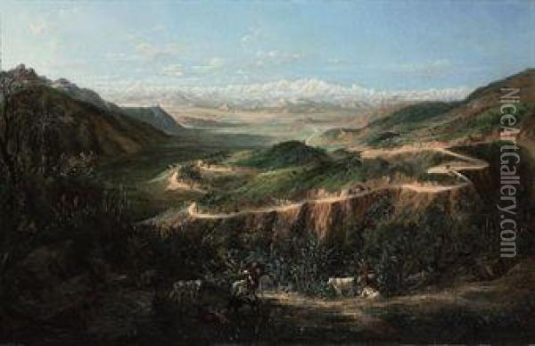 The Road From Valparaiso To Santiago Oil Painting - Ernest Charton