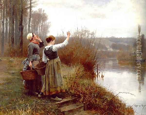 Hailing The Ferry Oil Painting - Daniel Ridgway Knight