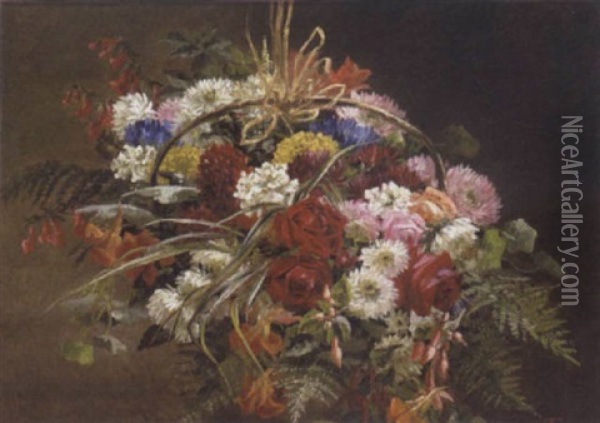 Brogede Blomster I En Kurv Oil Painting - Anthonie Eleonore (Anthonore) Christensen