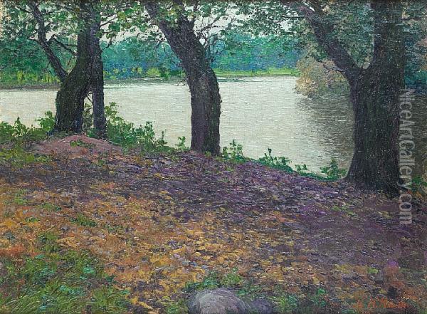 On The River Oil Painting - Nikolaevich Karl Kahl