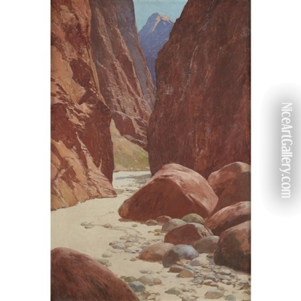 Canyon Path Oil Painting - Fernand Harvey Lungren
