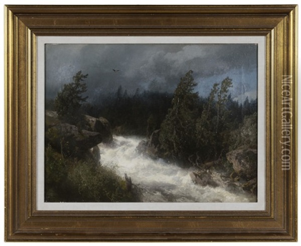 Raging River Landscape Oil Painting - Hermann Herzog