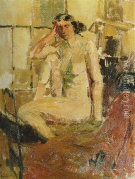 Nude On A Bed Oil Painting - Walter Sickert