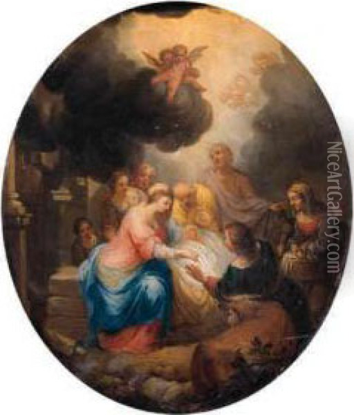 The Adoration Of The Shepherds; And The Adoration Of The Magi Oil Painting - Balthasar Beschey