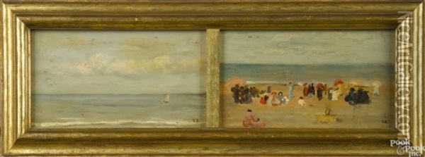 Beach And Coastal Scenes (2 Works) Oil Painting - Vaclav Brozik