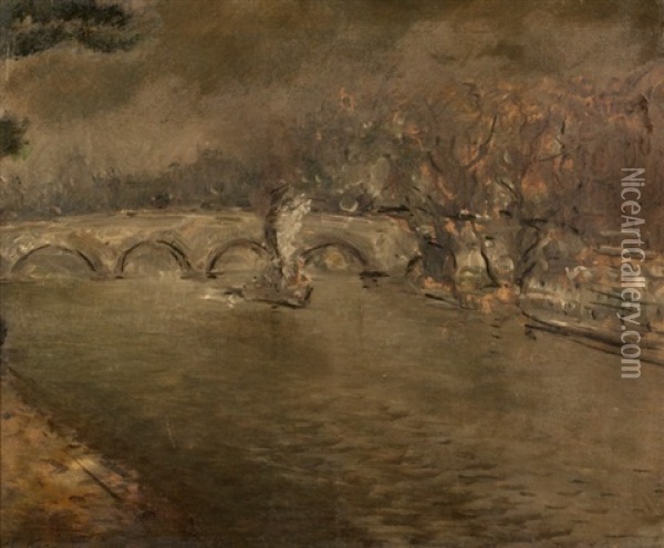 The Seine Oil Painting - Konstantin Kuznetsov