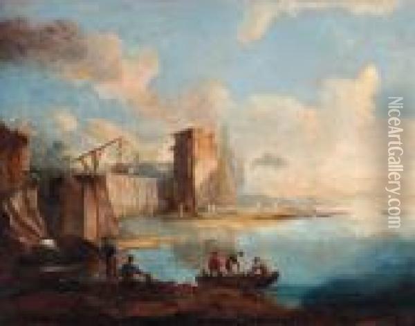 A Capriccio View Of A Venetian Lagoon Oil Painting - Francesco Guardi