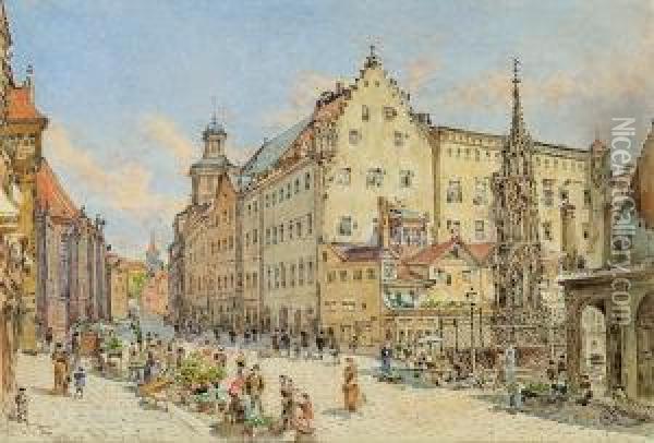 Marktplatz In Nurnberg Oil Painting - Franz Alt